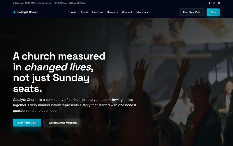 Catalyst website design example, desktop view