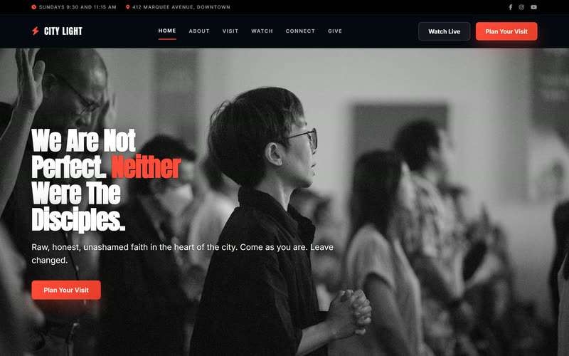 CityLight website design example, desktop view