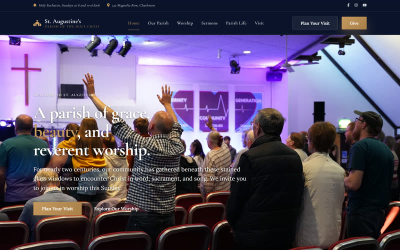 St. Augustine website design example, desktop view
