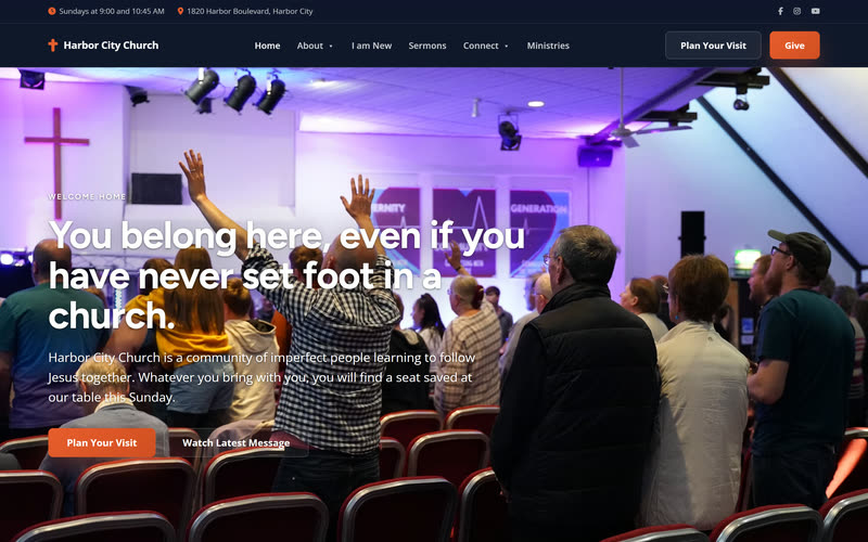 Harbor City Bold website design example, desktop view