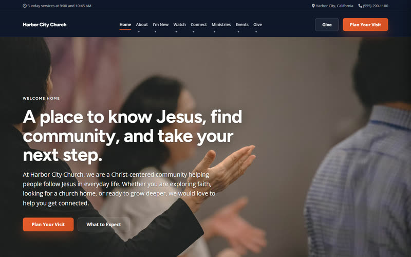 Church website design example