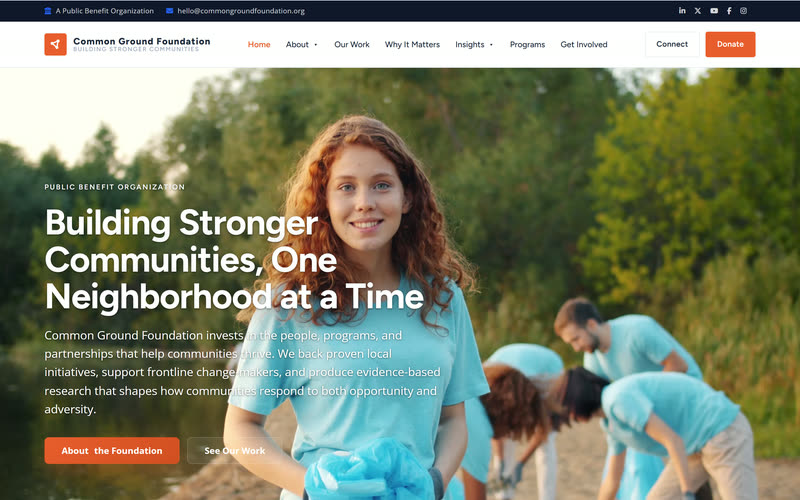 Base website design example, desktop view