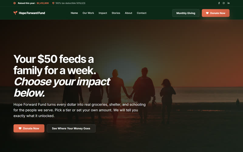 Nonprofit website design example