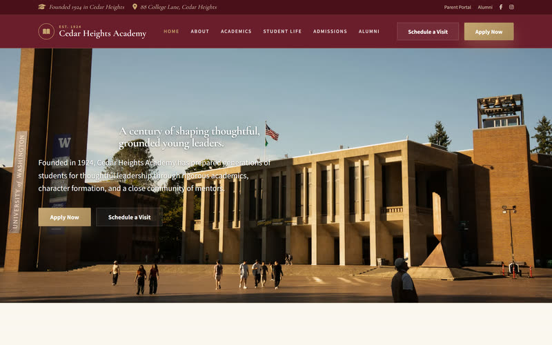 Magazine website design example, desktop view
